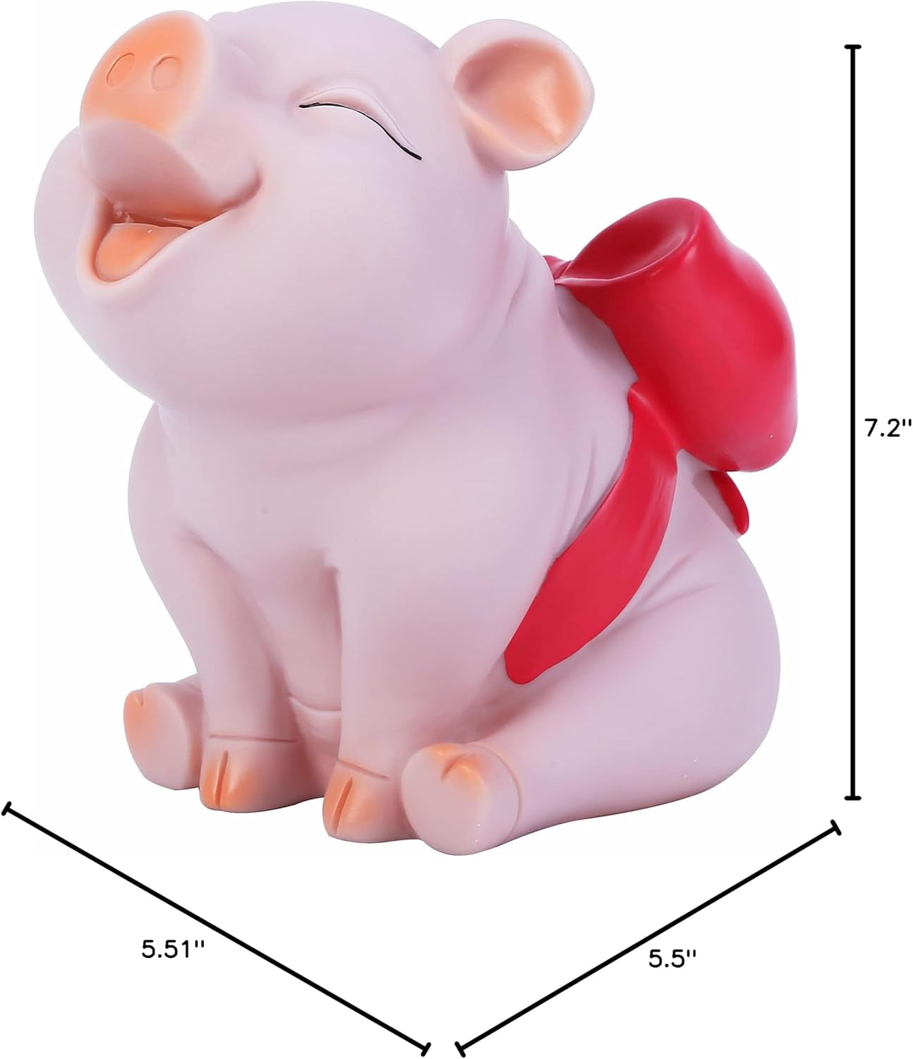 Piggy Bank with Red Bow-Knot,  Lovely Pig Coin Bank, Creative Shatterproof Gift Money Bank, Can Store 1000 Coins