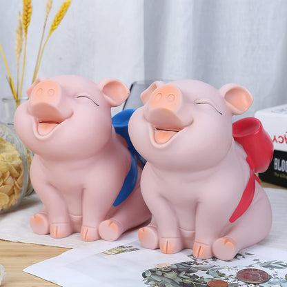 Piggy Bank with Red Bow-Knot,  Lovely Pig Coin Bank, Creative Shatterproof Gift Money Bank, Can Store 1000 Coins